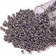 TOHO Round Seed Beads, Japanese Seed Beads, (PF568) PermaFinish Light Amethyst Metallic, 8/0, 3mm, Hole: 1mm, about 10000pcs/pound(SEED-TR08-PF0568)