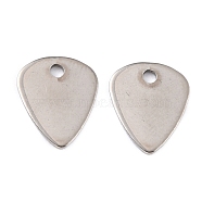201 Stainless Steel Charms, Teardrop, Stainless Steel Color, 12x10x0.8mm, Hole: 1.6mm(STAS-K217-58)