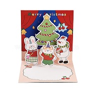 Square 3D Pop Up Paper Greeting Card, with Envelope, Christmas Day Invitation Card, Crimson, 120x120x2.5mm(AJEW-P123-A04)