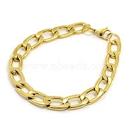 304 Stainless Steel Curb Chain/Twisted Chain Bracelets, with Lobster Claw Clasps, Golden, 8-5/8 inch(220mm), 9.5mm(X-STAS-A028-B104G)