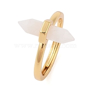 Double Pointed Hexagonal Prism Natural Moonstone Adjustable Rings for Women, Ion Plating(IP) Brass Rings, Golden, Hexagonal Prism: 17x7.5mm, US Size 6(16.5mm)(RJEW-G327-01G-02)