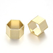 Brass Large Hole Hexagon Beads, Golden, 12x8mm, Hole: 11mm(KK-N0085-01G)