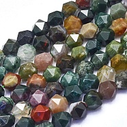 Natural Indian Agate Beads Strands, Faceted, Round, 8~8.5x7.5mm, Hole: 1mm, about 44pcs/strand, 15.16 inch(38.5cm)(G-L552O-07-8mm)