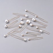 Wedding Bridal Hair Forks Sets, with U Shape Iron Barrette and ABS Imitation Pearl, Golden, 71~84mm, Pin: 1mm, 18pcs/set(OHAR-WH0016-15G)