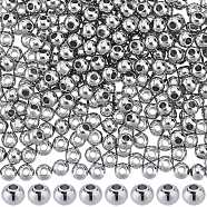 304 Stainless Steel Spacer Beads, Round, Stainless Steel Color, 4x3mm, Hole: 1.5mm, 400pcs(STAS-SC0006-87B)