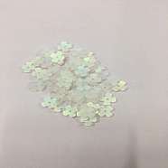 Glitter Lampwork Beads, Flower, Pale Green, 9x9x2mm, Hole: 1.2mm(LAMP-CJC0004-37G)