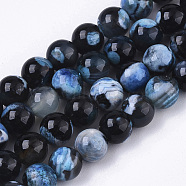 Natural Fire Crackle Agate Beads Strands, Dyed, Round, Light Sky Blue, 6~7mm, Hole: 1mm, about 63pcs/strand, 14.96 inch~15.12 inch(38cm~38.4cm)(G-N326-14B-02)