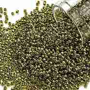 TOHO Round Seed Beads, Japanese Seed Beads, (991) Gilt Lined Peridot, 11/0, 2.2mm, Hole: 0.8mm, about 1110pcs/bottle, 10g/bottle(SEED-JPTR11-0991)
