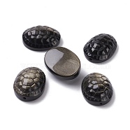 Natural Golden Sheen Obsidian Beads, Oval with Turtle Shell Shape, 38.5x30x14mm, Hole: 2.5mm(G-B019-01A)