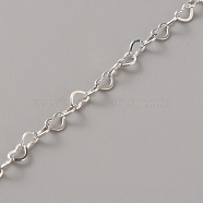 925 Sterling Silver Heart Link Chain, Soldered, Silver, 3.3x2.1x0.4mm(STER-TAC0003-02S-01)