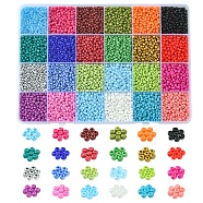 288G 24 Colors 8/0 Baking Paint Glass Seed Beads, Round, Mixed Color, 3mm, Hole: 1mm, 12G/color(SEED-FS0001-10)