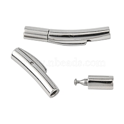 Column 304 Stainless Steel Bayonet Necklace Clasps, Stainless Steel Color, 25~25.5x4.5~5x4mm, Hole: 1.8~2mm(STAS-O035-05)
