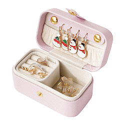 Rectangle Imitation Leather Jewelry Box, Portable Travel Jewelry Accessories Storage Box, Pink, 9.5x5x5cm(PW-WG94455-01)