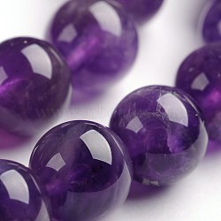 Round Natural Amethyst Gemstone Bead Strands, 6mm, hole: 1mm, about 61~63pcs/strand, 15.3 inch(G-J333-01-6mm)