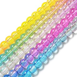 Dyed & Heated Synthetic Quartz Beads Strands, Gradient Color Round Beads, Mixed Color, 6mm, Hole: 1.8mm, about 76pcs/strand, 15.75''(40cm)(G-P502-01A-M)