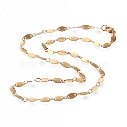 304 Stainless Steel Link Chain Necklaces, with Lobster Claw Clasps, Horse Eye, Golden, 16.53 inch~16.73 inch(42~42.5cm)(STAS-I156-24G)