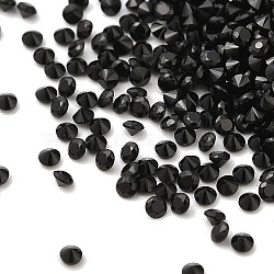 Cubic Zirconia Cabochons, Faceted Diamond, Black, 1.5x1mm(ZIRC-K090-01E)