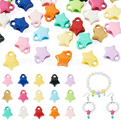 30Pcs 15 Colors Baking Paint Opaque Acrylic Beads, Star, Mixed Color, 12.5x10x7mm, Hole: 1.6mm, Inner Diameter: 4mm, 2pcs/color (ACRP-TA0001-05)