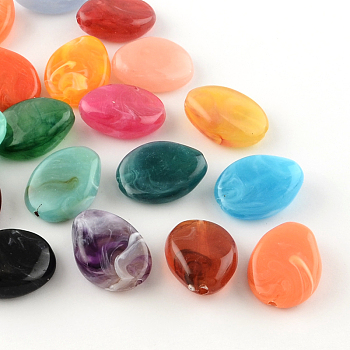 teardrop, Imitation Gemstone Acrylic Beads, Mixed Color, 25x19x9mm, Hole: 2mm