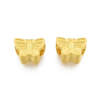 Alloy European Beads, Large Hole Beads, Matte Style, Butterfly, Matte Gold Color, 8.5x12x8mm, Hole: 5mm