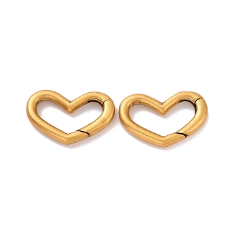 925 Sterling Silver Spring Gate Rings, Heart, Antique Golden, 10.5x16x2mm, Inner Diameter: 4x12mm