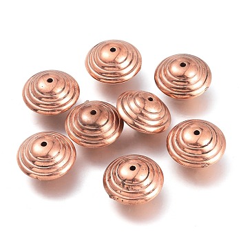 CCB Plastic Beads, Grooved, Flat Round, Red Copper, 20x12.5mm, Hole: 1.5mm