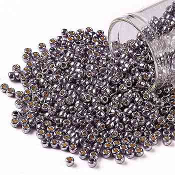 TOHO Round Seed Beads, Japanese Seed Beads, (PF568) PermaFinish Light Amethyst Metallic, 8/0, 3mm, Hole: 1mm, about 10000pcs/pound