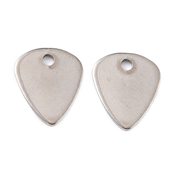 201 Stainless Steel Charms, Teardrop, Stainless Steel Color, 12x10x0.8mm, Hole: 1.6mm