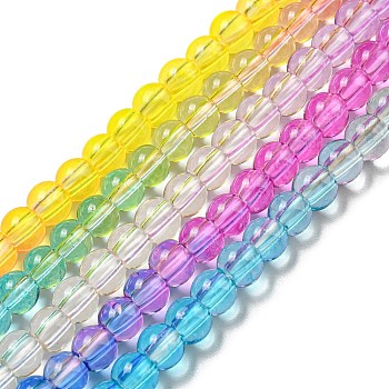 Dyed & Heated Synthetic Quartz Beads Strands, Gradient Color Round Beads, Mixed Color, 6mm, Hole: 1.8mm, about 76pcs/strand, 15.75''(40cm)