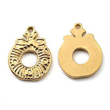 Ion Plating(IP) 304 Stainless Steel Pendants, Manual Polishing, Christmas Wreath Charms, Golden, 18x14x2mm, Hole: 1.4mm