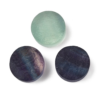 Natural Fluorite Cabochons, Flat Round, 15x6.5~9.5mm