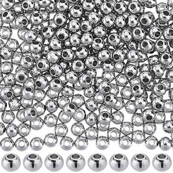 304 Stainless Steel Spacer Beads, Round, Stainless Steel Color, 4x3mm, Hole: 1.5mm, 400pcs