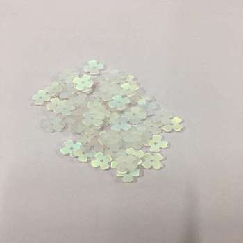 Glitter Lampwork Beads, Flower, Pale Green, 9x9x2mm, Hole: 1.2mm