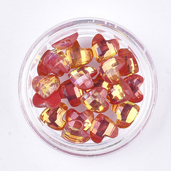 Flat Back Resin Rhinestone Cabochons, Nail Art Decoration Accessories, Heart, Red, 6x6x2mm, 20pcs/box