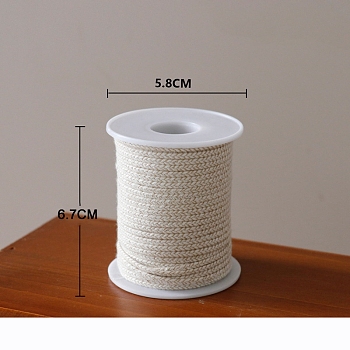 Cotton & Paper Candle Wicks, Unbleached Smokeless Candle Wicks, Beige, Wire: 1.8x0.8mm, Spool: 5.8x6.7cm, 50m/roll
