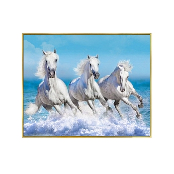 DIY Diamond Painting Kits, with Resin Rhinestones, Diamond Sticky Pen, Tray Plate and Glue Clay, Horse, 400x300mm