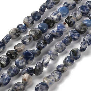 Natural Blue Spot Jasper Beads Strands, Nuggets, Tumbled Stone, 7~13x4.5~10x4.5~10mm, Hole: 1.2mm, about 44~46pcs/strand, 15.08~16.14 inch(38.3~41cm)