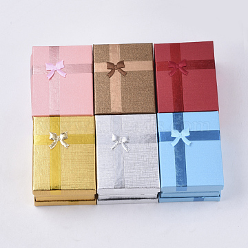 Cardboard Jewelry Set Boxes, with Sponge Inside, Ribbon Bowknot, for ...