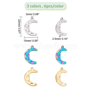 DICOSMETIC 18Pcs 3 Colors 304 Stainless Steel Pendants(STAS-DC0010-04)-2