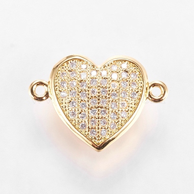 18mm Clear Heart Brass+Cubic Zirconia Links