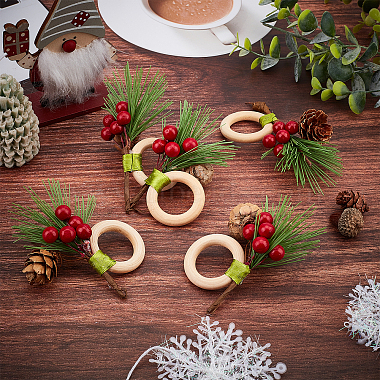 Рождественская тема деревянные кольца для салфеток(AJEW-WH0261-90)-5