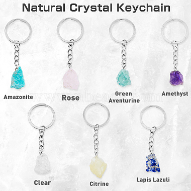 7Pcs 7 Styles Natural Gemstone Keychain(KEYC-DC0001-07)-3