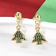 Christmas Brass Micro Pave Cubic Zirconia Dangle Stud Earrings(EJEW-L306-01G-01)-1
