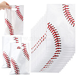 Sports Aluminum Film Plastic Bags with Die Cut Hole Handle, Rectangle Shopping Bags, White, Baseball, 25.1x16.4x0.01cm(ABAG-WH20002-25A)