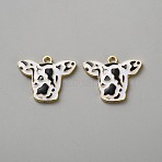 Zinc Alloy Pendants, with Enamel, Cow Charms, Black, 22.5x25.5x2.5mm, Hole: 2mm(FIND-WH0139-601G-02)
