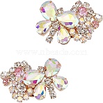 2Pcs Butterfly Alloy Glass Rhinestone Shoe Decoration, Detachable Iron Shoe Buckle Clip, Clear AB, 32.5x55.5x12.5mm(FIND-AR0005-01C)