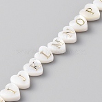 Natural White Shell Beads Strands, with Enamel, Heart with Letter A~Z, 8x8x4mm, Hole: 0.9mm, about 26pcs/strand, 7.87 inch(20cm)(SHEL-WH0002-11)