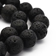 Natural Lava Rock Round Bead Strands, Lava Rock, 12mm, Hole: 1mm, about 34pcs/strand, 15.7 inch(G-M169-12mm-03)