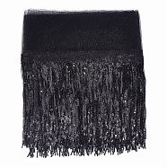 AHADERMAKER 5 Yards Sparkle Polyester Tassel Lace Trim, Paillette Fringe Timming, for Garment Accesories, Black, 12-5/8 inch(320mm)(OCOR-GA0001-55B)