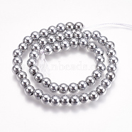 Electroplate Non-magnetic Synthetic Hematite Beads Strands, Round, Platinum Plated, 8mm, Hole: 3mm, about 59pcs/strand, 15.9 inch(G-K239-04A)